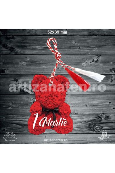 LimArt Petal teddy bear, with string, red, March 1, 5.20 cm x 3.90 cm