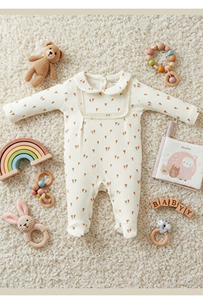 Soweto Baby Girl Vintage Lace Detailed Peter Pan collar Booties Jumpsuit