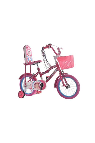 Rally دراجة وردية للبنات بعجلات 40 سم مع عجلات تدريب وسلة ومسند ظهر بتصميم أميري