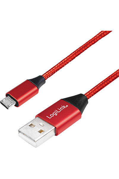LogiLink - USB-A 2.0 cable to micro-USB male, red, 0.3m