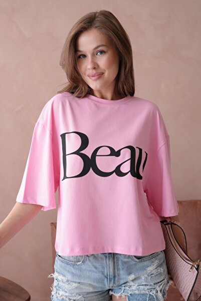 Noi Belis Oversized Printed Crew Neck Knitted T-Shirt Ss26Ts0023