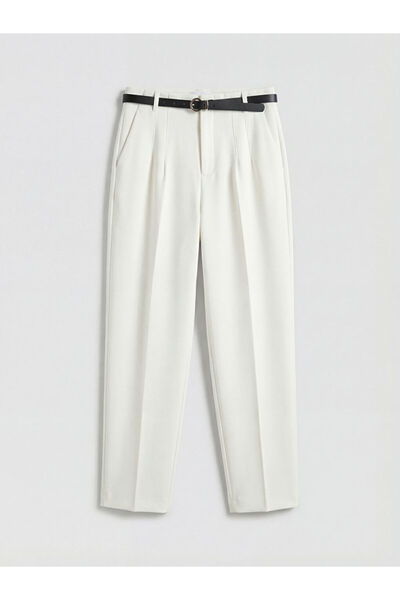 LC Waikiki إكرو بيلي حزام لي بنطلون نسائي من القماش بثنيات