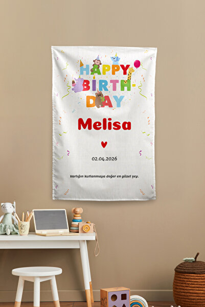 Vagonik Kişiye Özel İsimli Doğum Günü Happy Birthday Duvar Örtüsü Hediyelik A...