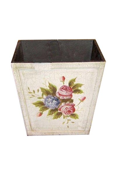 Goliat Biały Ozdobny Kosz/Doniczka Styl Prowansja z Ręcznie Malowanymi Motywa...