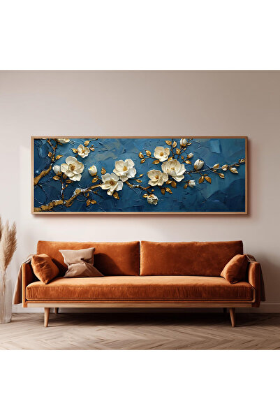 Dekorsiahome Ahşap Çerçeveli Panoramik Oturma Odası Salon Tablosu UZ0418