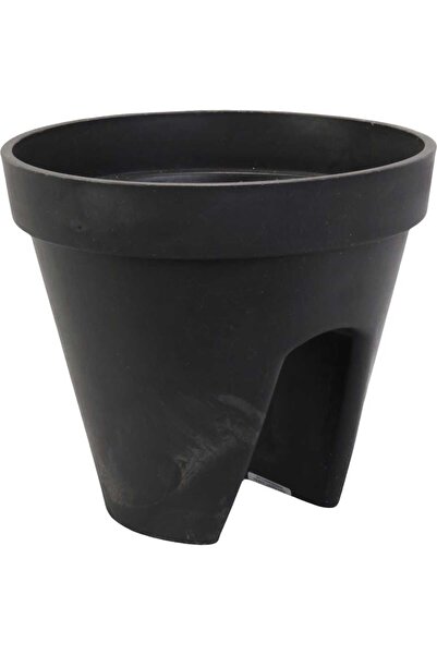 Goliat Antracytowa Donica Okrągła na Balustradę z Wytrzymałego Tworzywa Sztuc...