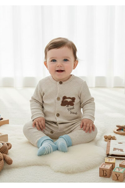 Soweto Baby Fox Embroidered Corded Fabric Jumpsuit