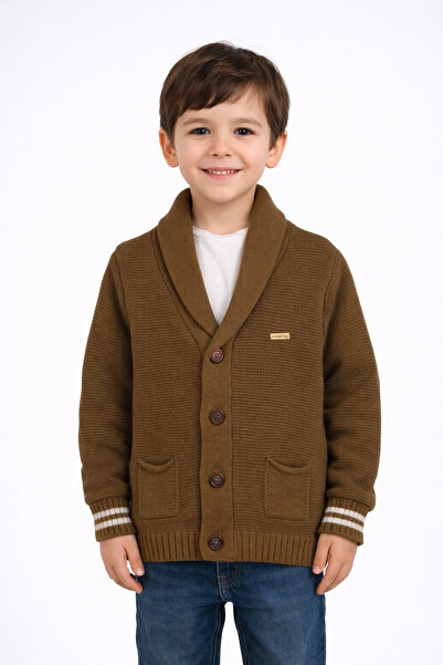 Minora Boy's Brown Buttoned Knitwear Cardigan 2-5 Years