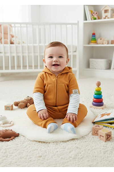 ROZELT Baby Hooded Kangaroo Pocket Zippered Jumpsuit
