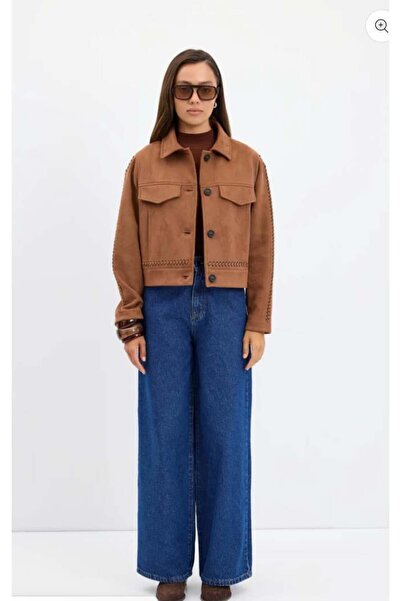 KADRİYE BAŞTÜRK KB ÖRGÜ DETAYLI KISA SÜET CEKET