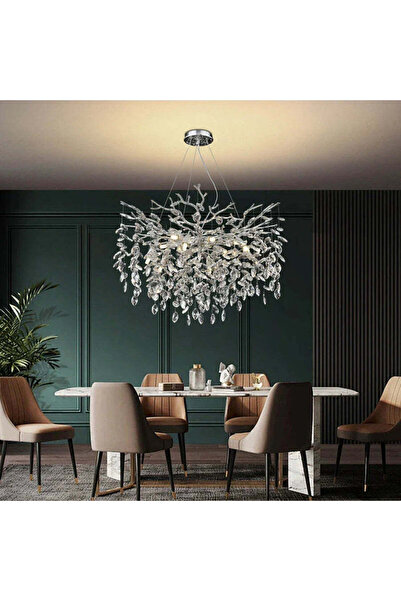 RFAN Chandelier, Model 33020/460, Crystal Texture, Metal, 6 X E14, Silver