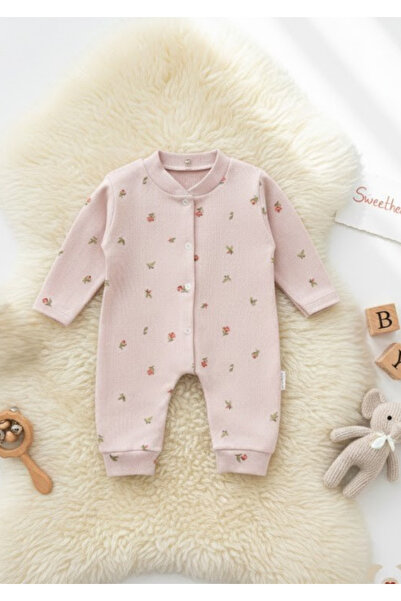 ROZELT بدلة بيبي ميني بنقشة زهور قماش مجدّل مكونة من قطن قطع