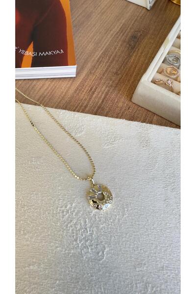 XUPING JEWELRY Çelik Gold Taş Detaylı Yuvarlak Kolye
