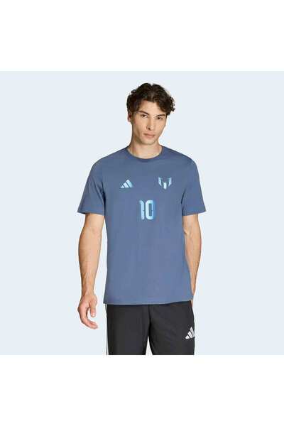 adidas Tricou albastru pentru bărbați cu grafică Nume și Număr Messi