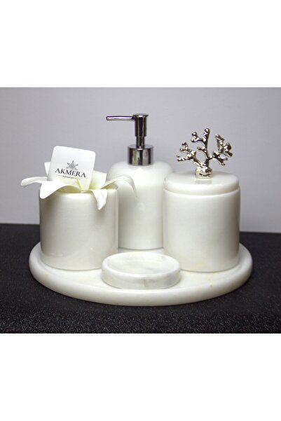 Akmera Home 5 Parça Lüks %100 Mermer Banyo Seti