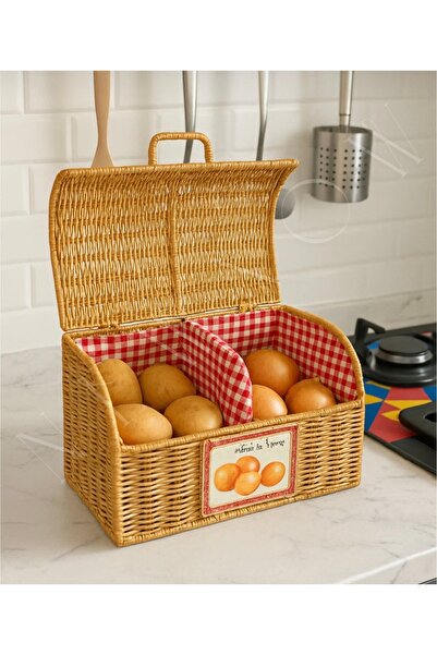 Pembelia Life Vintage Hasır İkili Bölmeli Patates Soğan Saklama Kabı Patates ...