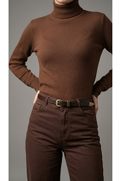 Pino44 100% Genuine Leather Women's Belt cm Antique Yellow Buckle with Bridge...