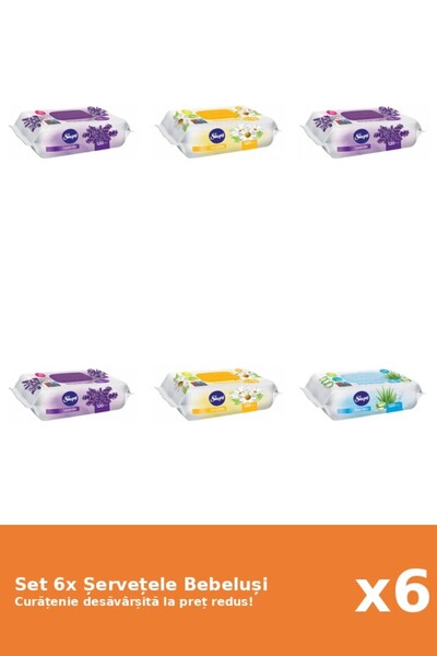 Sleepy Set of 6 Sleepy Baby Wipes: Chamomile, Lavender, Aloe Vera
