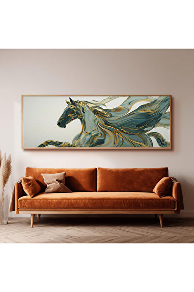 Dekorsiahome Ahşap Çerçeveli Panoramik Oturma Odası Salon Tablosu UZ0439