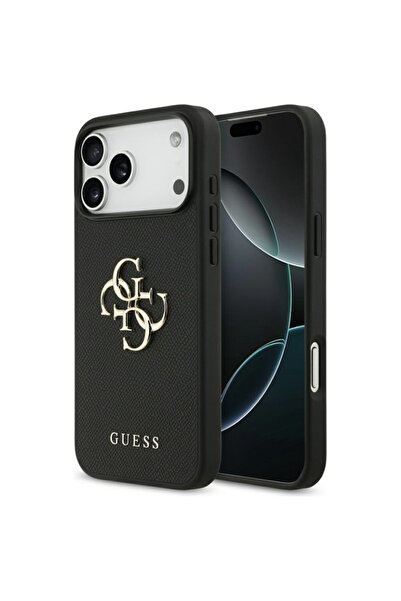 Guess Case for iPhone 17 Pro Max, Hardcase 4G Grained Big and Classic Logo, B...
