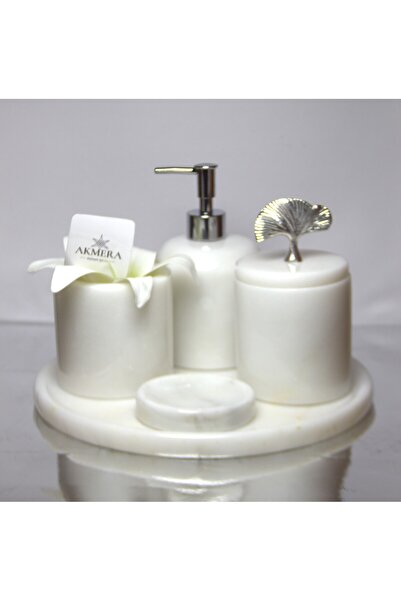 Akmera Home 5 Parça Lüks %100 Mermer Banyo Seti