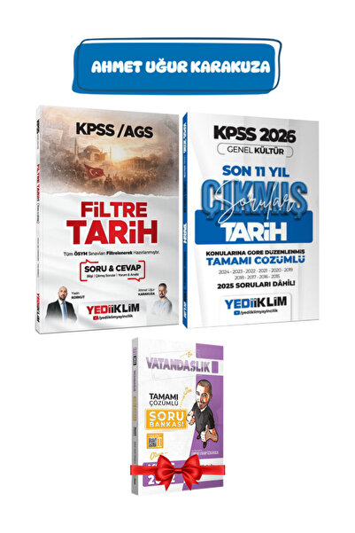 Yediiklim Yayınları Ahmet Uğur Karakuza 2026 KPSS Filtre Tarih Soru Cevap+ So...