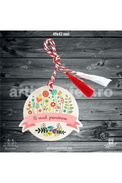 LimArt Round Wooden String Martisor "Spring has come" – 4.90 x 4.20 cm