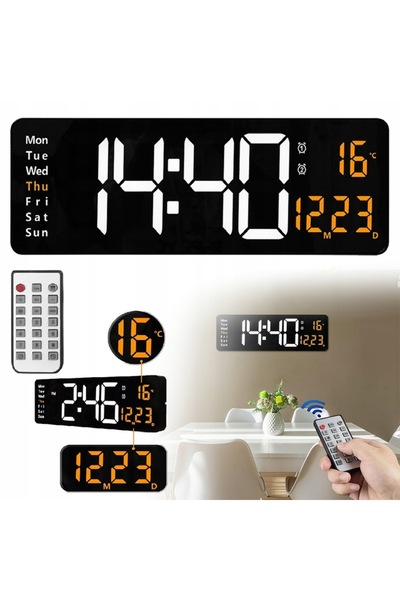 zola Ceas digital LED telecomanda ora data temperatura 39x13x3.5 cm negru