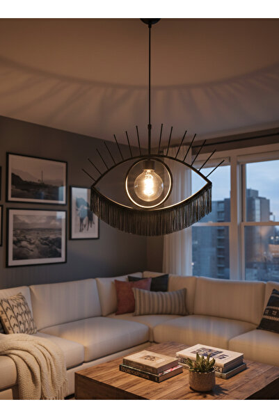 FOLGEN ONLINE Püsküllü Modern Göz Şeklinde Sarkıt Avize | Salon Aydınlatması