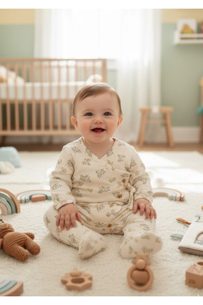 The Clover بدلة بيبي ريترو مزينة بالزهور مكونة من قطن قطع مع أحذية صغيرة