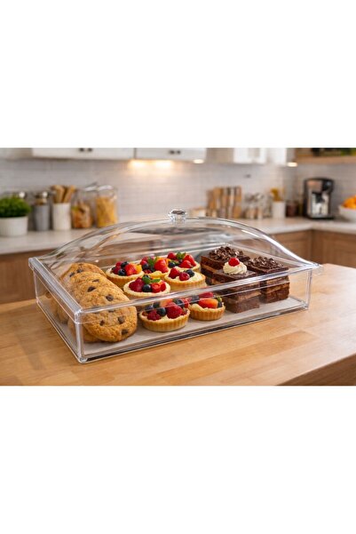 RafBurada 5 Adet Pleksi Kapaklı Lokumluk Kutu - Meze, Kurabiye, Lokum, Pasta,...