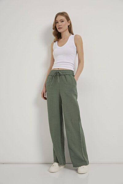 Arma Life Armalife 7604 Beli Elastic Detail Lace-Up Muslin Women's Pants