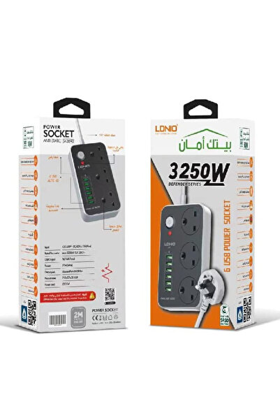 LDNIO 5M Fire-Resistant Power Strip With 3 AC Outlets And 6 USB Ports - SK3690
