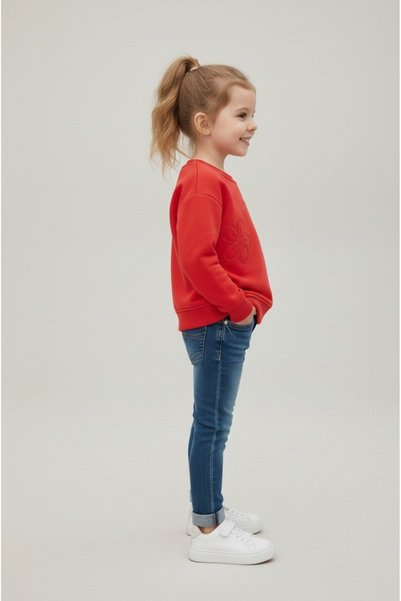 Oo La La O La La Girl's Red Floral Sweatshirt 3-12 Years