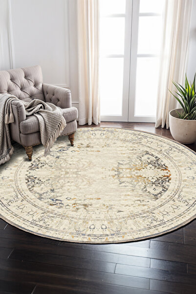 BigArts Home Vintage Modern Desenli Kaymaz Taban Yıkanabilir Mutfak Salon Kil...