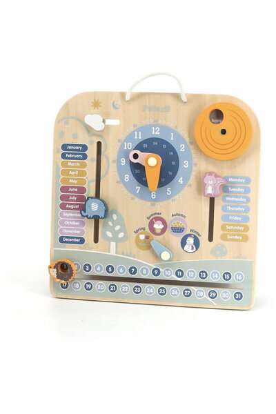 Viga Calendar din lemn pentru copii cu ceas