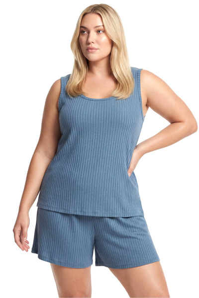 Akbeniz Women's Plus Size Corded Fabric Pajama Set with Shorts – Petrol