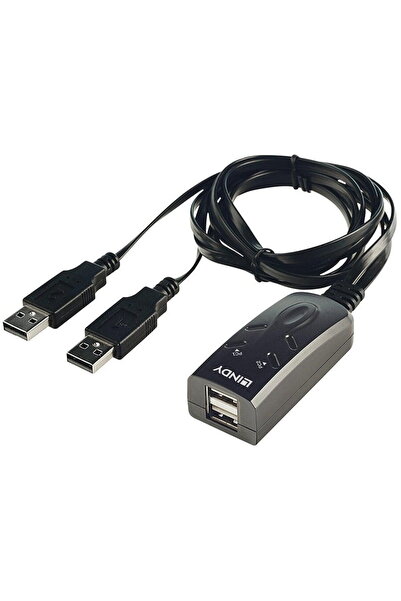 LİNDY Switch KM 2 porturi USB 1.1m, negru