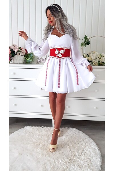 Voguesta Short Occasion Dress Voal Cosanzeana White