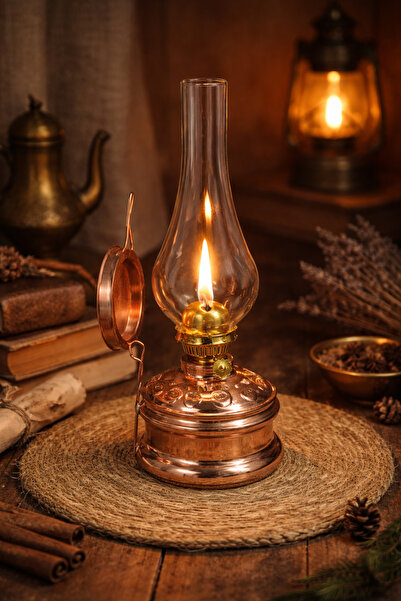 teberrik dükkan Otantik Bakır Gaz Lambası – El İşçiliği & Zamansız Tasarım