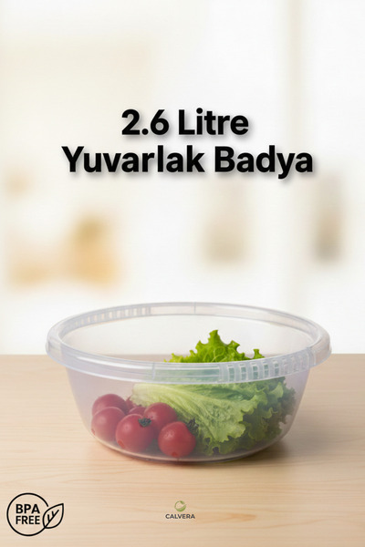 CALVERA 2.6 Litre Şeffaf Yuvarlak Badya - Çok Amaçlı Mutfak ve Salata Kasesi ...