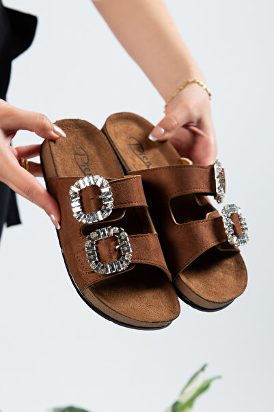 TEKİN SHOES Pienn Nubuk Çift Toka Terlik