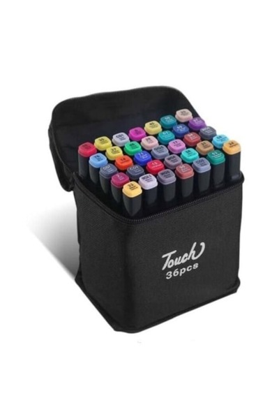 ZanaCasei Комплект от 36 маркера с двоен връх с калъф за съхранение, многоцветни