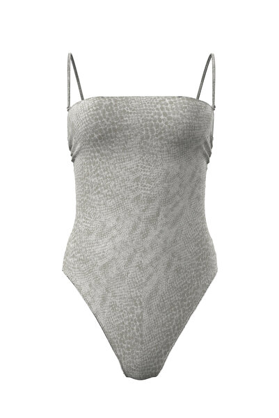 Calvin Klein Women's Strapless Gray One Piece Swimsuit