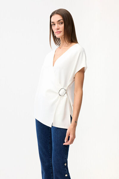 Love My Body Kruvaze Kadın Tokalı Bluz