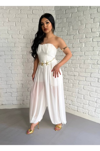 moneta boutique Women's Strapless Design t Tulle Jumpsuit with Shorts