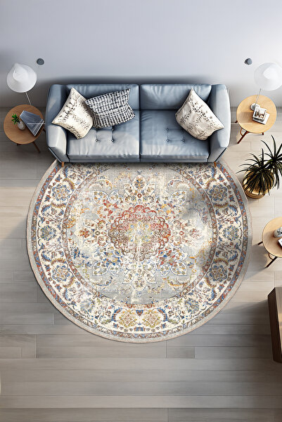 BigArts Home Vintage Modern Desenli Kaymaz Taban Yıkanabilir Salon Mutfak Hal...