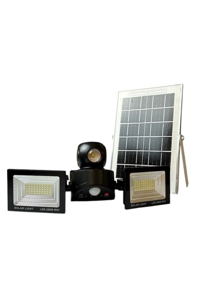 ZanaCasei Reflector solar LED cu două capete, 200 W – impermeabil IP67, senzo...
