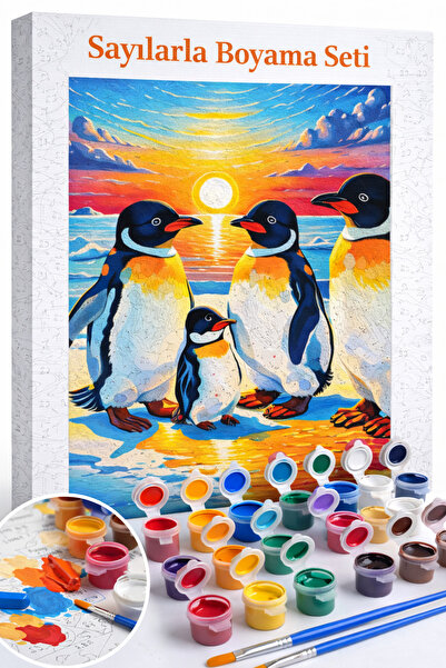 Aren Design Sayılarla Boyama Hobi Seti Numaralı Tuval Fırça Boya Dahil Kasnak...