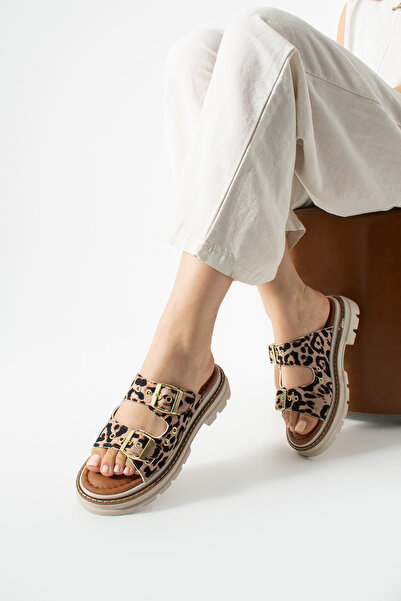 dabab shoes RAVIELA Femei imprimeu leopard cu bandă dublă și cu cataramă dinț...